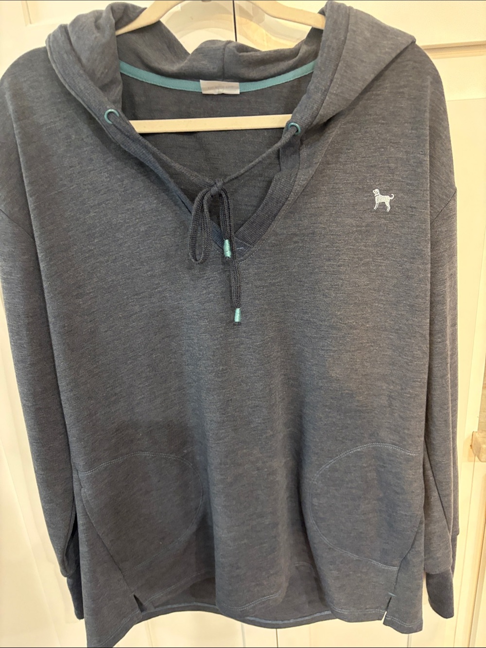 Ladies V-Neck Hoodie Sweater in Charcoal